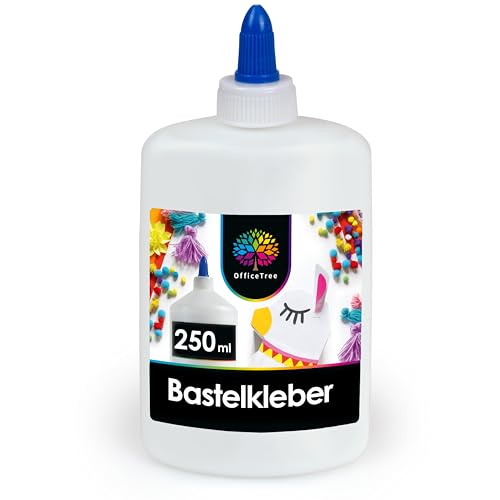 OfficeTree 250 ml Flüssigkleber Bastelkleber Lösungsmittelfrei - Bastelleim Kleber für Kinder geeignet - Transparent Trocknend für Große und Kleine Projekte von OfficeTree