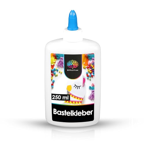 OfficeTree 250 ml Flüssigkleber Bastelkleber Lösungsmittelfrei - Bastelleim Kleber für Kinder geeignet - Transparent Trocknend für Große und Kleine Projekte von OfficeTree