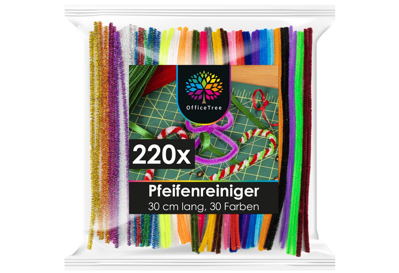 OfficeTree Basteldraht Bastel Pfeifenreiniger - 220 Pfeifenputzer 30 Farben, 30 Farben inkl. Glitzerdraht OfficeTree Basteldraht Bastel Pfeifenreiniger - 220 Pfeifenputzer 30 Farben, 30 Farben inkl. Glitzerdraht von OfficeTree