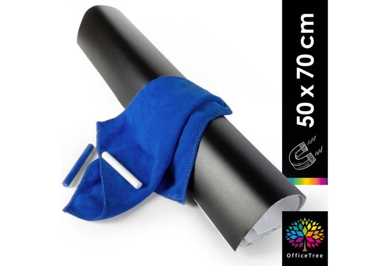 OfficeTree Magnetfolie OfficeTree magnetische Tafelfolie selbstklebend - 50x70 cm großes -, selbstklebend - 50x70 cm - inklusive Tuch und 2x Kreide von OfficeTree