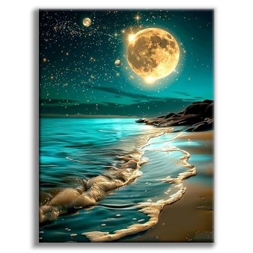 Offito Art Diamond Painting Erwachsene Strand, Mond 5D Diamond Painting Bilder, Landscape Diamant-malerei Erwachsene, Natur Diamantmalerei-set für Geschenk, zur Entspannung und als Wanddeko 30x40 cm Offito Art Diamond Painting Erwachsene Strand, Mond 5D Diamond Painting Bilder, Landscape Diamant-malerei Erwachsene, Natur Diamantmalerei-set für Geschenk, zur Entspannung und als Wanddeko 30x40 cm von Offito Art