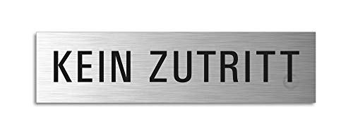 Türschild Kein Zutritt Aluminiumschild Edelstahl-Optik 160 x 40 mm selbstklebend von OFFORM DESIGN