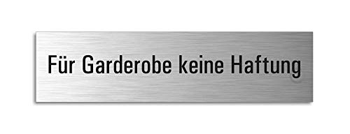 Türschild - Für Garderobe keine Haftung Aluminiumschild Edelstahl-Optik 160 x 40 mm selbstklebend No.27171-S von OFFORM DESIGN