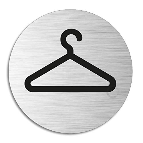 Schild - Garderobe | Türschild aus Aluminium | Edelstahloptik selbstklebend Ø 75 mm von OFFORM DESIGN