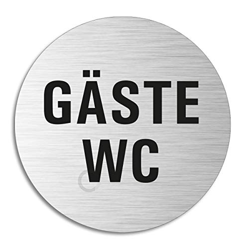 Türschild Gäste WC Toilettenschild Ø 75 mm Edelstahloptik selbstklebend Türschild Gäste WC Toilettenschild Ø 75 mm Edelstahloptik selbstklebend von OFFORM DESIGN