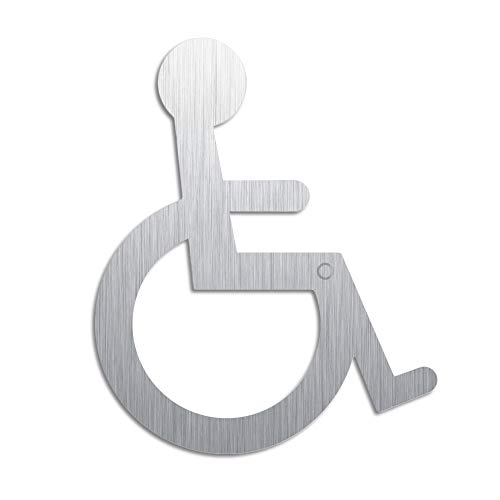 OFFORM DESIGN Schild Rollstuhl Behinderte Piktogramm Türschild Edelstahl H=120 mm selbstklebend Nr.1085 von OFFORM DESIGN