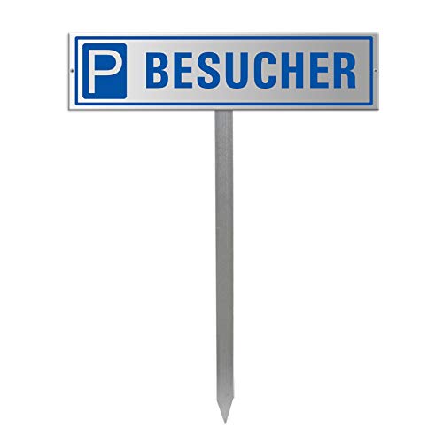 Parkplatzschild mit Einschlagpfosten bzw. Einschlagspieß und Schildhalterung plus Parkplatzschild BESUCHER Nr.35440 von OFFORM DESIGN