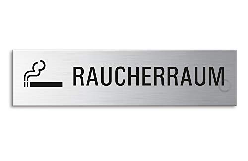 OFFORM DESIGN Schild Raucherraum Türschild aus Edelstahl 160 x 40 mm selbstklebend Nr.8025 von OFFORM DESIGN