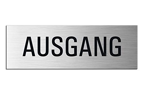 Schild Ausgang 240x80 mm Türschild aus Aluminium gebürstet Edelstahloptik selbstklebend Nr.1050-S von OFFORM DESIGN