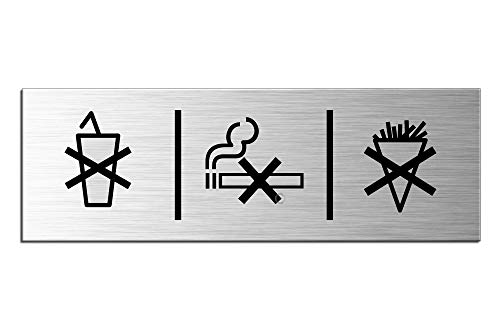 Schild - Nicht essen trinken rauchen | Türschild 240 x 80 mm Aluminiumschild selbstklebend Ofform Design Nr.25115-S von OFFORM
