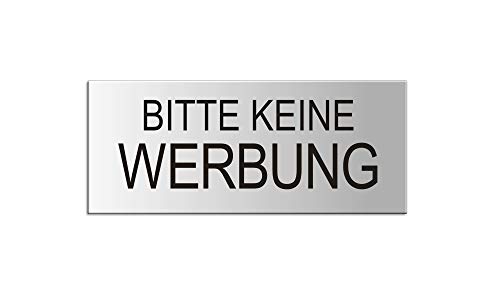 Briefkastenschild Bitte keine Werbung 60x25 mm Aluminium silber-matt eloxiert vollflächig selbstklebend 29035-E Briefkastenschild Bitte keine Werbung 60x25 mm Aluminium silber-matt eloxiert vollflächig selbstklebend 29035-E von OFFORM DESIGN