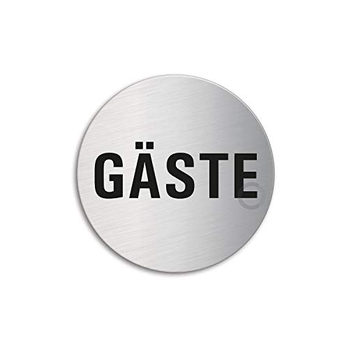 Schild Gäste Türschild aus Edelstahl Ø 60 mm selbstklebend Nr.7076 von OFFORM DESIGN