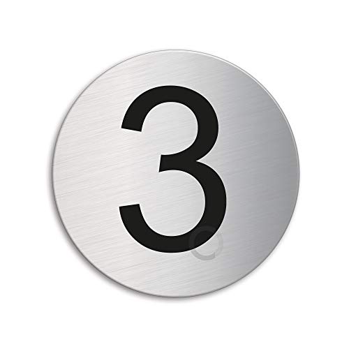 Türnummer 3 Zimmernummer Schild Türschild aus Edelstahl Ø 75 mm selbstklebend Nr.39073 Türnummer 3 Zimmernummer Schild Türschild aus Edelstahl Ø 75 mm selbstklebend Nr.39073 von OFFORM DESIGN