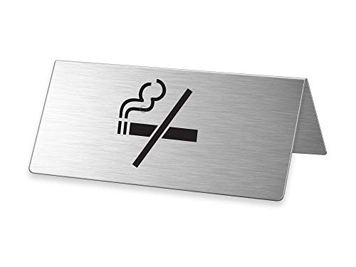 Tischaufsteller Rauchen verboten 85x40 mm Tischschild aus Edelstahl Nr.2697-1 von OFFORM DESIGN
