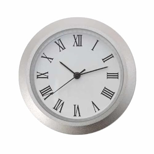 OFFORM Uhrwerk aus Metall Ø 36,5 mm Einsteckuhr Einbauuhr Quarzwerk Ziffernblatt römisch Lünette Silber-matt 8066 von OFFORM