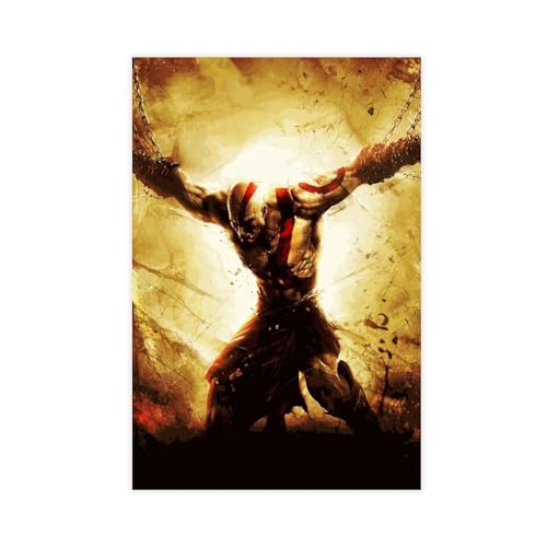 Filmposter "Kratos God Of War" auf Leinwand, Schlafzimmer, Dekoration, Sport, Landschaft, Büro, Raumdekoration, Geschenk, ungerahmt, 50 x 75 cm von OffsuM