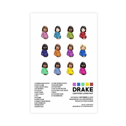 OffsuM Drake zertifiziertes Album auf Leinwand, Poster, Wandkunst, Dekor, Bild, Gemälde für Wohnzimmer, Schlafzimmer, Dekoration, ungerahmt, 40 x 60 cm von OffsuM