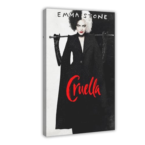 OffsuM Emma Stone Filmposter Cruella Leinwand Poster Wandkunst Dekor Druck Bild Gemälde für Wohnzimmer Schlafzimmer Dekoration Rahmenstil 20 x 30 cm von OffsuM