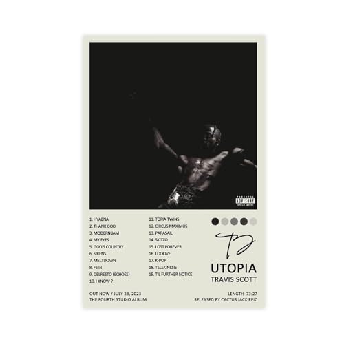 OffsuM Travis Poster Scott Utopia Album Cover Poster Leinwand Poster Wandkunst Dekor Druck Bild Gemälde für Wohnzimmer Schlafzimmer Dekoration ungerahmt 50 x 75 cm von OffsuM