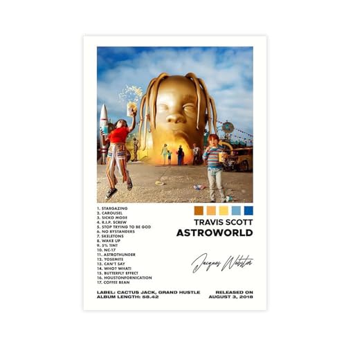 OffsuM Travis Scott Poster – Astroworld Limitiertes Poster, Leinwand-Poster, Wandkunst, Dekordruck, Bild, Gemälde für Wohnzimmer, Schlafzimmer, Dekoration, ungerahmt, 30 x 45 cm von OffsuM