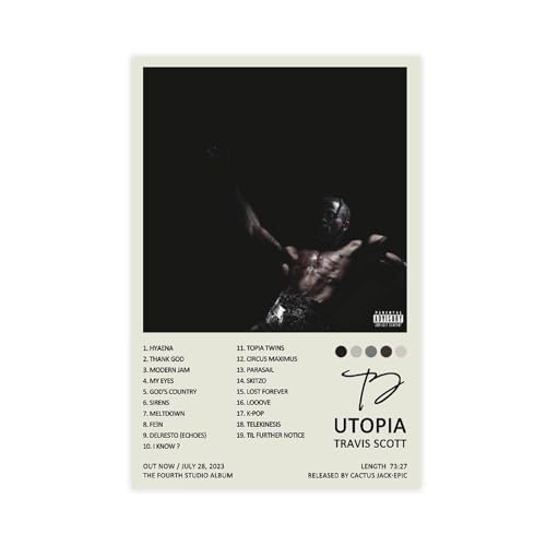 Travis Poster Scott Utopia Album Cover Poster (4) Leinwand Poster Schlafzimmer Dekor Sport Landschaft Büro Zimmer Dekor Geschenk ungerahmt 40 x 60 cm von OffsuM