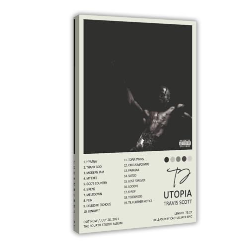 Travis Poster Scott Utopia Album Cover Poster Leinwand Poster Schlafzimmer Dekor Sport Landschaft Büro Zimmer Dekor Geschenk Rahmenstil 40 x 60 cm von OffsuM