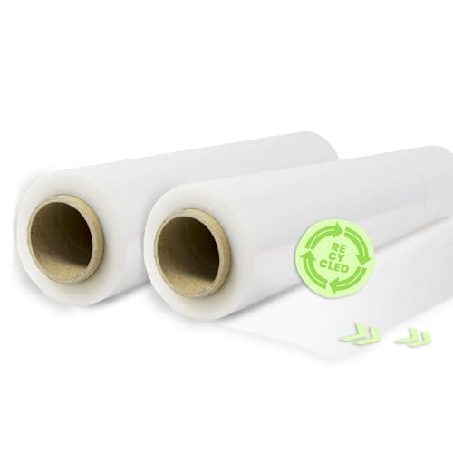 Rollo Film Elástico de Plástico Estirable Transparente 70% Reciclado de 50 cm Extensible Hasta 300 Metros de Largo Protector de Embalaje Industrial Resistente para Embalar y Paletizar (2 Rollos) von OFITURIA