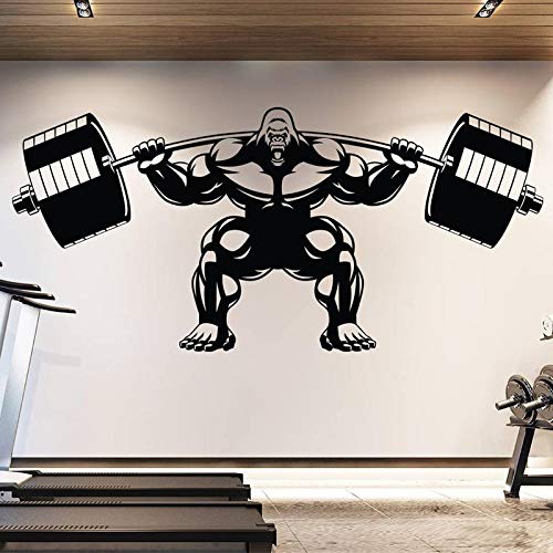 Ofomox Gorilla Gym Wandtattoo Heben Gorilla Fitness Motivation Muskel Muskel Langhantel Vinyl Aufkleber Gym Poster124x57cm von Ofomox
