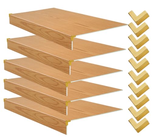 Oftest Regalabdeckungen aus geschäumtem PVC-Holzdraht für Schrank und Speisekammer, Holzdraht-Regal-Abdeckung für abnehmbare Schrankdekoration (Holz und 5er-Pack, 61 x 30,5 cm) von Oftest