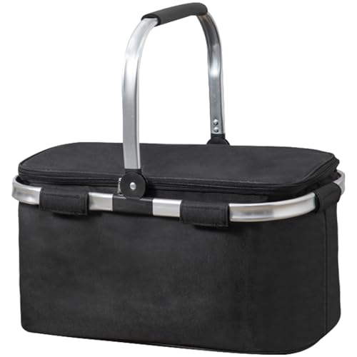 Ogetok 30L Isolierter Picknickkorb, großer Einkaufskorb Faltbare thermische Kühltasche Kühlbox, zusammenklappbarer tragbarer isolierter Picknickkorb mit Reißverschlussdeckel und Griff, Schwarz Ogetok 30L Isolierter Picknickkorb, großer Einkaufskorb Faltbare thermische Kühltasche Kühlbox, zusammenklappbarer tragbarer isolierter Picknickkorb mit Reißverschlussdeckel und Griff, Schwarz von Ogetok