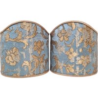 Paar Clip-On Wandleuchten Schild Schattierungen Himmelblau Gold Ruelli Seide Jacquard Les Indes Galantes Muster Mini Lampenschirm - Handgemacht in von OggettiVeneziani