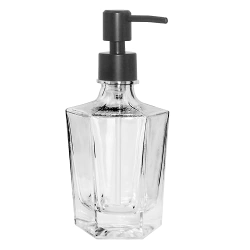 OGGI Seifenspender aus konkavem Glas mit mattschwarzer Pumpe, stilvoller nachfüllbarer Seifenspender für Badezimmer, Küchenspüle oder Händedesinfektionsmittel, rostbeständige Spenderpumpe OGGI Seifenspender aus konkavem Glas mit mattschwarzer Pumpe, stilvoller nachfüllbarer Seifenspender für Badezimmer, Küchenspüle oder Händedesinfektionsmittel, rostbeständige Spenderpumpe von Oggi