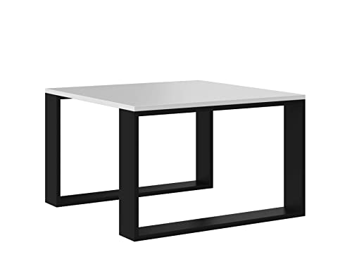 Oggi Mader weißer Tisch mit schwarzem Rand - Moderne Beistelltisch für Wohnzimmer mit elegantem Design und Stauraum von Oggi