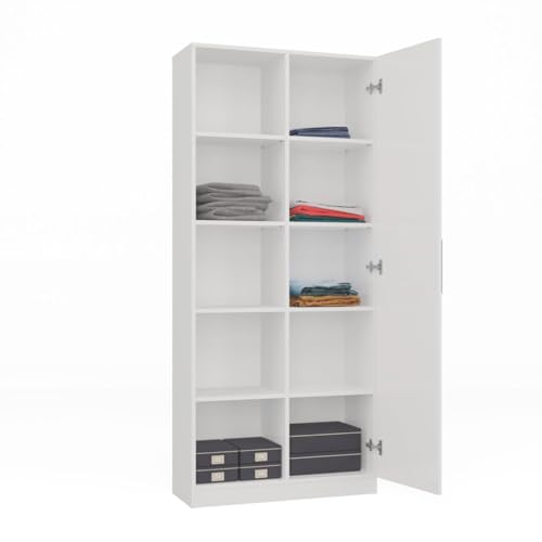 Oggi Regal Lugo 80 cm Weiß | Markenname, kompaktes Design, Hochglanzoberfläche | Stauraum für Zuhause & Büro von Oggi