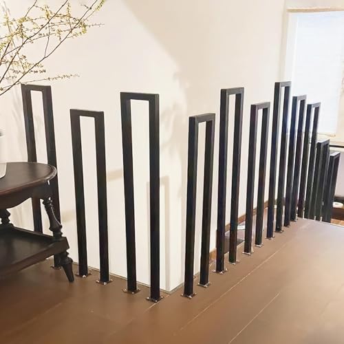 Ogimeka Treppengeländer Innen, U Förmig Geländer Treppe Schwarz, Treppengeländer Außen, Metall Handlauf Treppe für Villen, Balkone, Flure, Wohnungen, Drinnen und Draußen (45x20cm, Schwarz) von Ogimeka