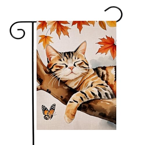 Gartenflagge schlafende Katze, 32,5 x 45,7 cm, doppelseitig, Herbst-Ahornblätter, Hof, Outdoor-Dekoration Gartenflagge schlafende Katze, 32,5 x 45,7 cm, doppelseitig, Herbst-Ahornblätter, Hof, Outdoor-Dekoration von Ogiselestyle