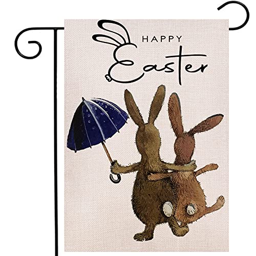 Happy Easter Bunny Gartenflagge 32,5 x 45,7 cm, doppelseitig außen, Frühling Ostern Regenschirm Hase Hof Outdoor Flagge von Ogiselestyle