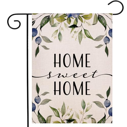 Home Sweet Home Floral Gartenflagge, 32,5 x 45,7 cm, doppelseitig, Eukalyptus-Blumen, Willkommensgarten, Outdoor-Dekoration Home Sweet Home Floral Gartenflagge, 32,5 x 45,7 cm, doppelseitig, Eukalyptus-Blumen, Willkommensgarten, Outdoor-Dekoration von Ogiselestyle