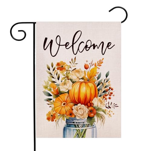 Kürbisvase mit Aufschrift "Welcome Fall", 32,5 x 45,7 cm, doppelseitig, Herbst-Hof, Outdoor-Dekoration Kürbisvase mit Aufschrift "Welcome Fall", 32,5 x 45,7 cm, doppelseitig, Herbst-Hof, Outdoor-Dekoration von Ogiselestyle