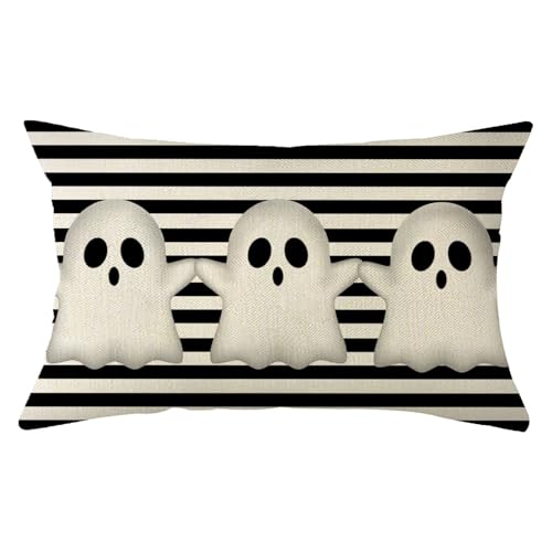 Ogiselestyle Halloween-Geister-Kissenbezug, 30,5 x 50,8 cm, Halloween-Streifen-Kissenbezug, Dekoration für Sofa, Couch Ogiselestyle Halloween-Geister-Kissenbezug, 30,5 x 50,8 cm, Halloween-Streifen-Kissenbezug, Dekoration für Sofa, Couch von Ogiselestyle