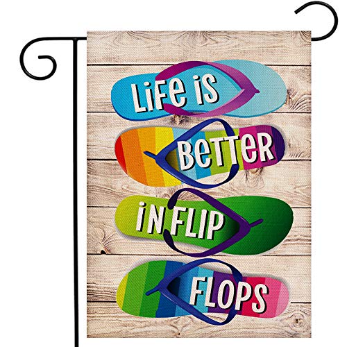 Ogiselestyle Sommer-Gartenflagge, vertikal, doppelseitig, Life is better in Flip Flops, saisonale rustikale Hofflagge, Outdoor-Dekoration, 31,3 x 45,7 cm von Ogiselestyle