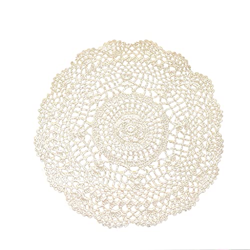 Ogquaton Vintage Lace Flower Tischset Hand gehäkelte Deckchen runden Tisch Coaster Hohl dekorative Tisch Decken Hochzeit Festival Tischdekoration Beige langlebig und nützlich von Ogquaton