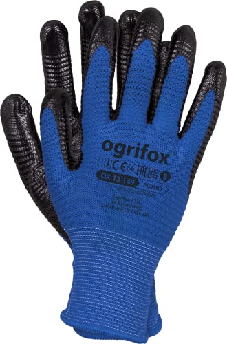 Ogrifox Arbeitshandschuhe, Nitrilhandschuhe, Schutzhandschuhe, Ox.13.149 Plumo, Blau-Schwarz, 10 Größe, 240 Paar von Ogrifox