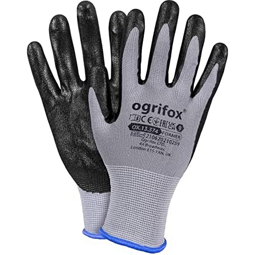 Ogrifox Nitrilhandschuhe, Schutzhandschuhe Ox.13.374 Foamer, Grau-Schwarz, 10 Größe, 120 Paar von Ogrifox