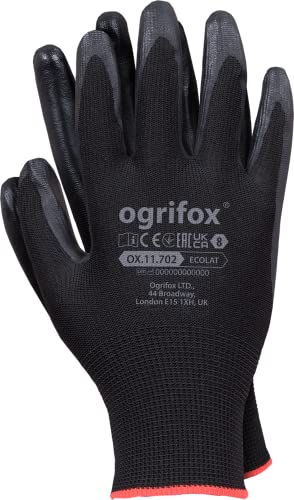 Ogrifox OX-ECOLAT Latexhandschuhe | Schutzhandschuhe | Arbeitshandschuhe | OX.11.702 | Schwarz | 7 Größe | 240 Paar von Ogrifox