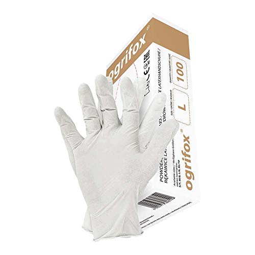 Ogrifox OX-Lat_L Latexhandschuhe, Schutzhandschuhe, Arbeitshandschuhe, OX.11.358, Weiß, L Größe, 10 Paar Ogrifox OX-Lat_L Latexhandschuhe, Schutzhandschuhe, Arbeitshandschuhe, OX.11.358, Weiß, L Größe, 10 Paar von Ogrifox