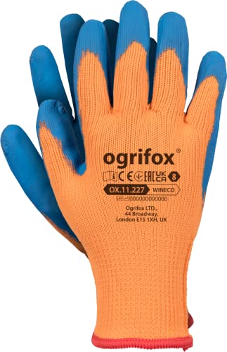 Ogrifox OX-WINECO Isoliert Polyurethanhandschuhe | Winter-Schutzhandschuhe | Arbeitshandschuhe | OX.11.227 | Blau-Orange | 9 Größe | 120 Paar von Ogrifox