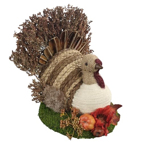 Ogrmar Thanksgiving-Truthahn-Dekorationen, handgefertigte Sisal-Truthahn-Tischdekoration, große Truthahn-Figuren für Erntedankfest, Herbsternte, Innendekoration von Ogrmar