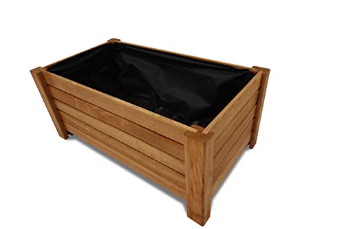 Ogrodzenia Wiklinowe Pflanzkübel Rechteckig 59 x 33 x25 cm - Holz Blumentopf - Hellbraun - Pflanzkasten - Natürlicher Übertopf - Pflanztopf - Blumenkasten Balkon & Garten von Ogrodzenia Wiklinowe