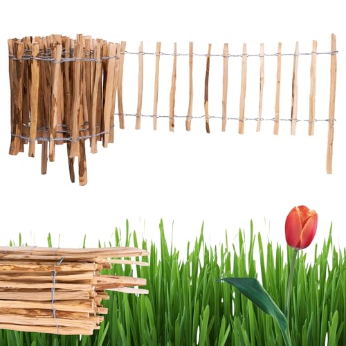 Ogrodzenia Wiklinowe Staketenzaun H:35 cm L:5m Lattenabstand 4-5 cm Gartenzaun Beetumrandung Haselnuss Holz Steckzaun Holzzaun Zaunelemente Rollzaun Rollboarder von Ogrodzenia Wiklinowe